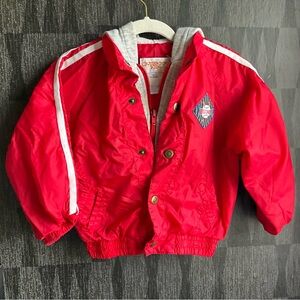 Vintage kids windbreaker jacket size 3 red/hooded